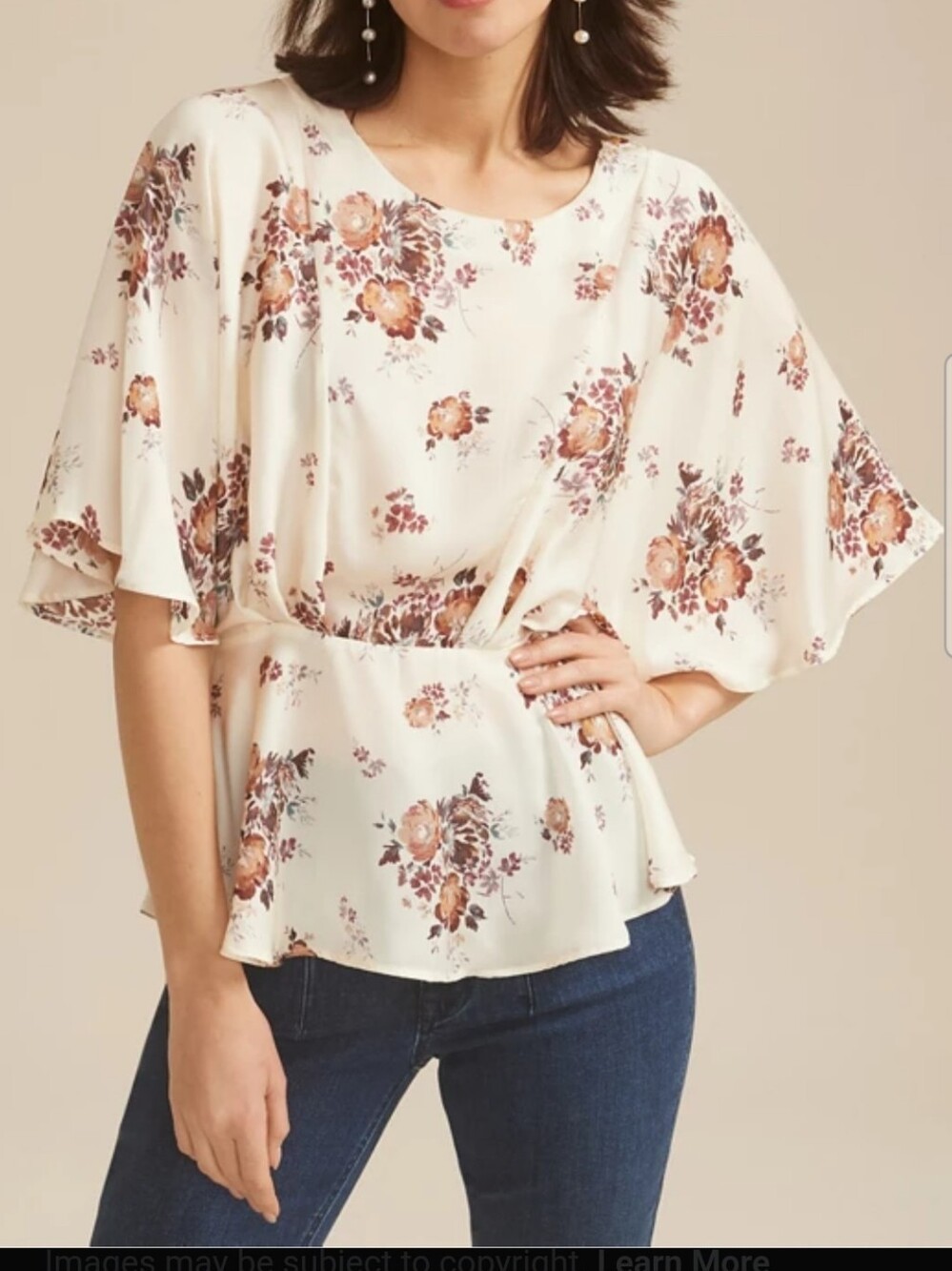 Maurices Ivory Floral Peplum Blouse